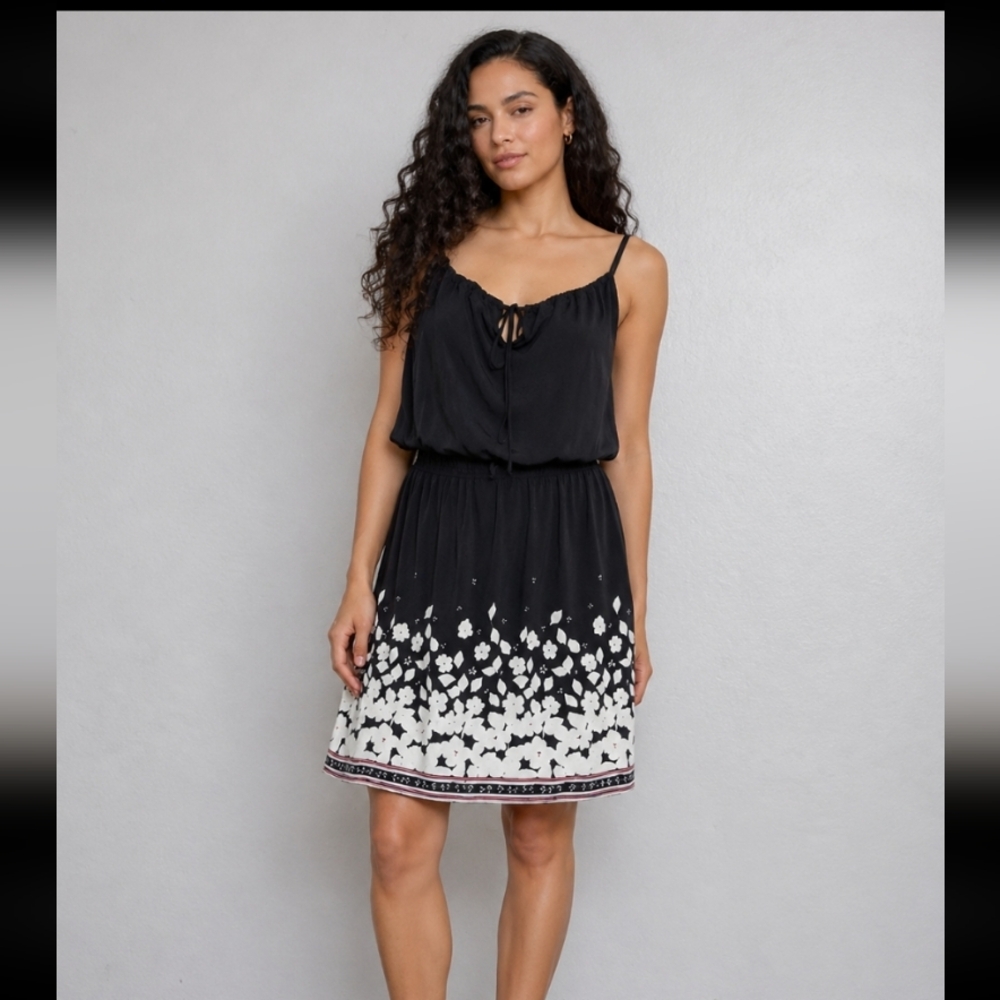 MAX STUDIO Stretchy Black Floral Dress M